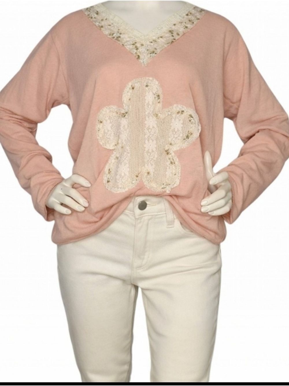 POL Cactus Lace Applique Mauve Boutique Top Small NWT - Picture 2 of 8